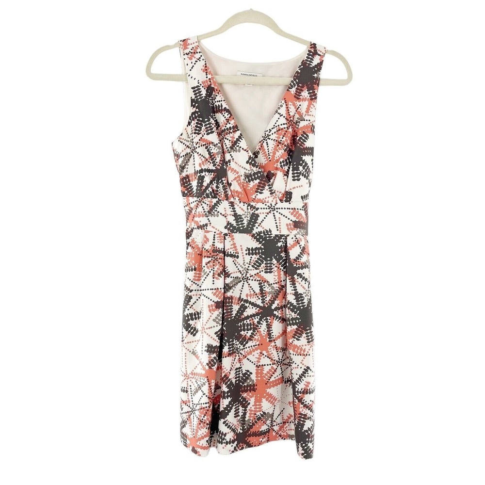 Banana Republic Wrap Dress 2 Stretch Belt Wrap sleeveless geometric Tropical
